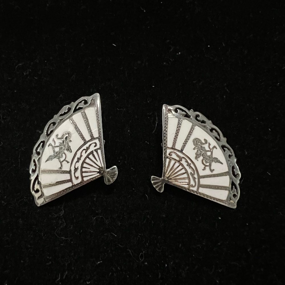Fan Clip Earrings Siam Sterling Silver
